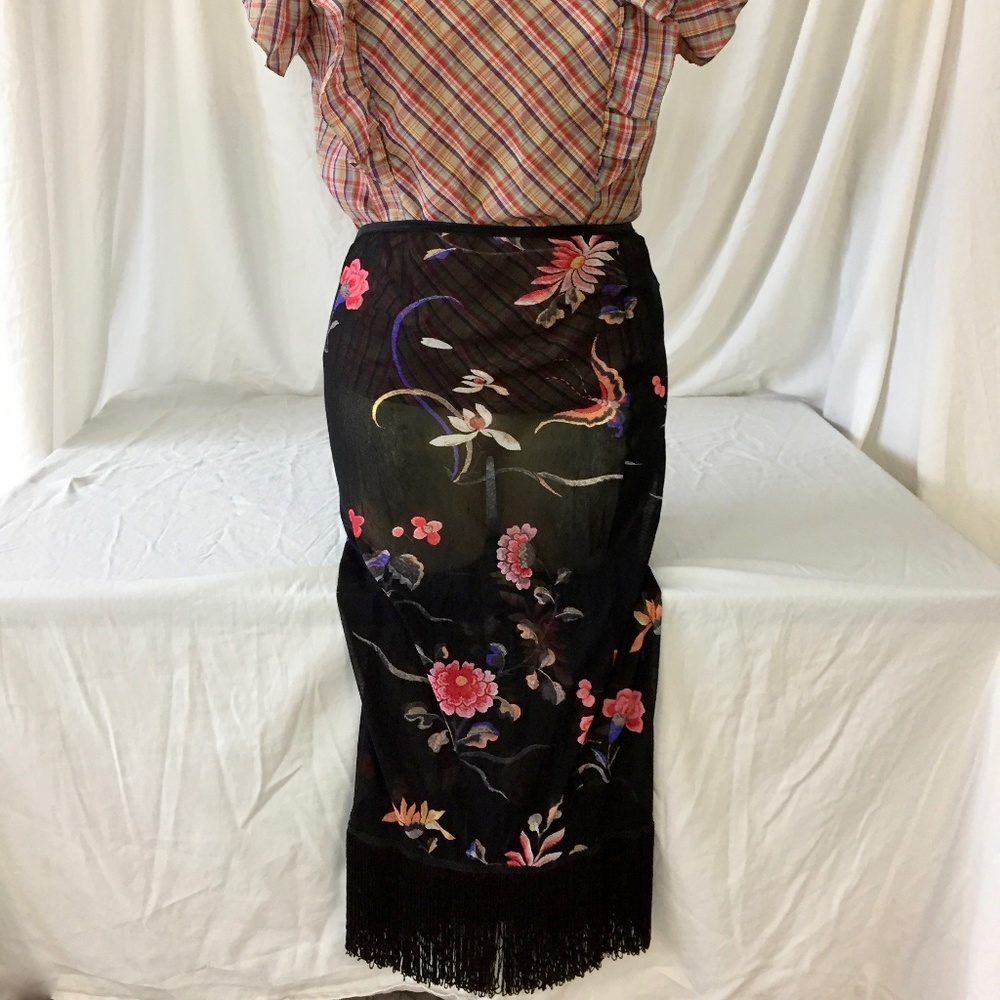 Dolce & Gabbana Sheer Fringed Floral Skirt